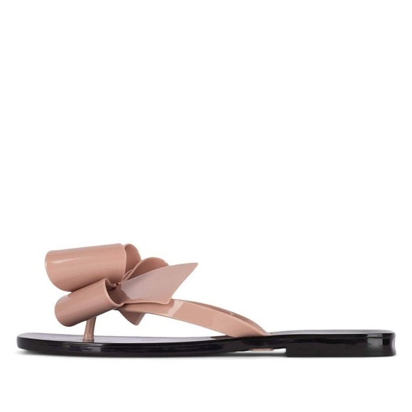 Jeffrey Campbell NWOT Sugary flip flop in Blush Shiny Black Shiny - Picture 2 of 9